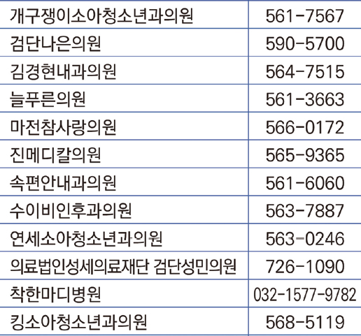 마전동 의료기관 목록 및 연락처