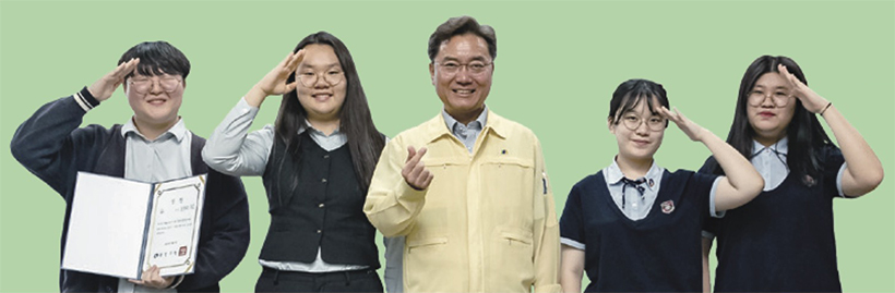 학생들과 김선갑 광진구청장