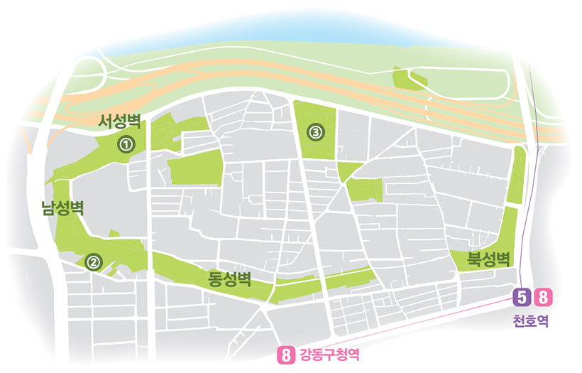 풍납동 토성 주변 약도