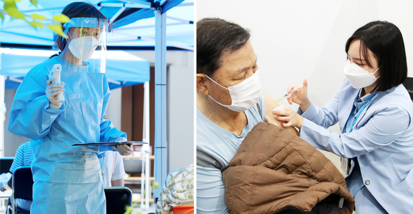 선별진료소 의료진 / 백신 접종하는 구민