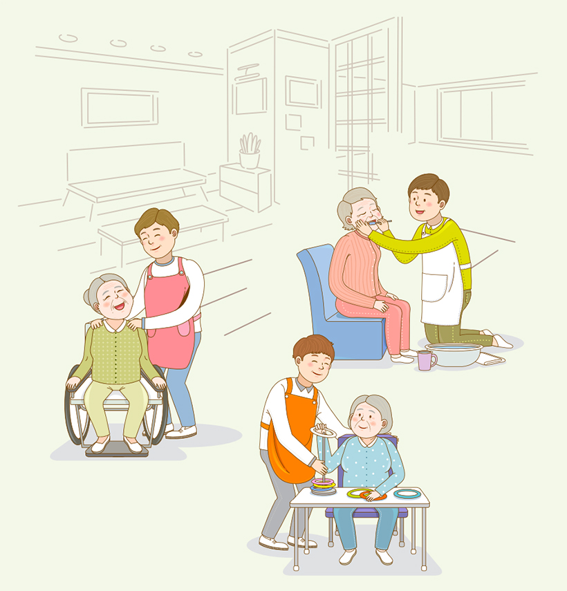 어르신 돌봄 일러스트