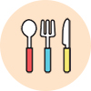 플라스틱 스푼 포크 나이프 아이콘