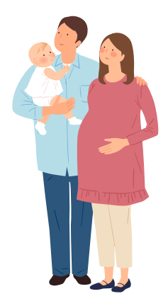 임산부 부부와 아기 일러스트