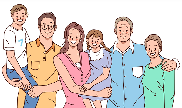 3대 가족 일러스트