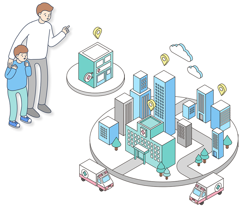 아픈아이 병원동행 서비스 일러스트