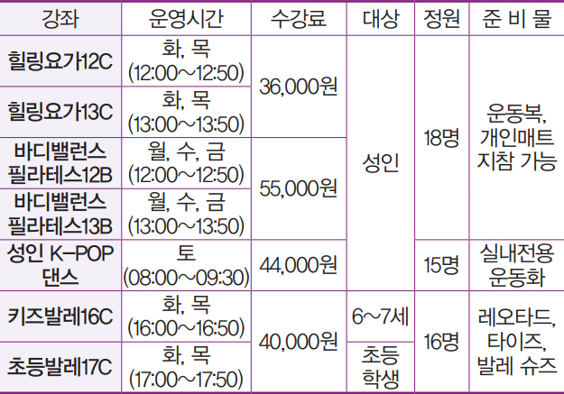 신규 운영강좌 안내