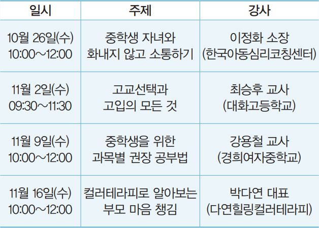 교육일정 및 주제