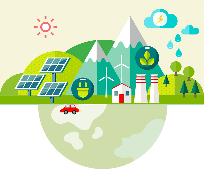 지속가능한 스마트 녹색도시 일러스트