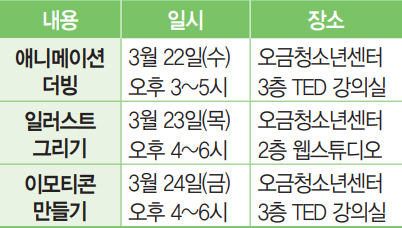 오금청소년센터 미디어체험 모집 안내