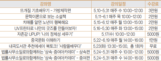 50플러스센터 5월 프로그램 안내