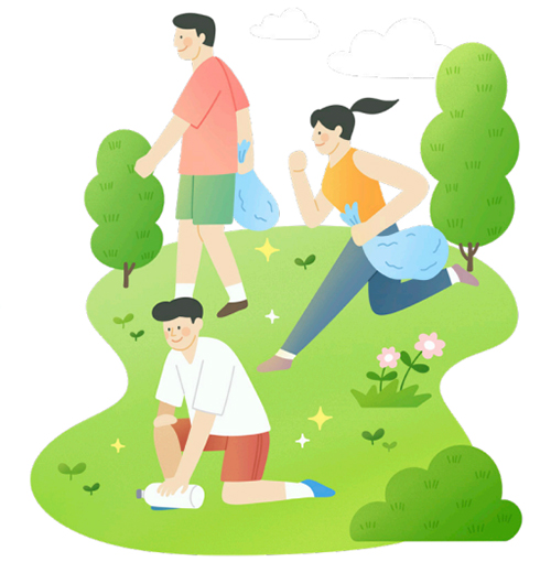 환경연합봉사 캠페인 자원봉사자 일러스트