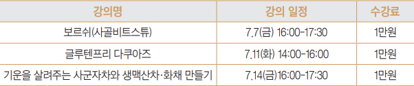 방배센터 강의 안내