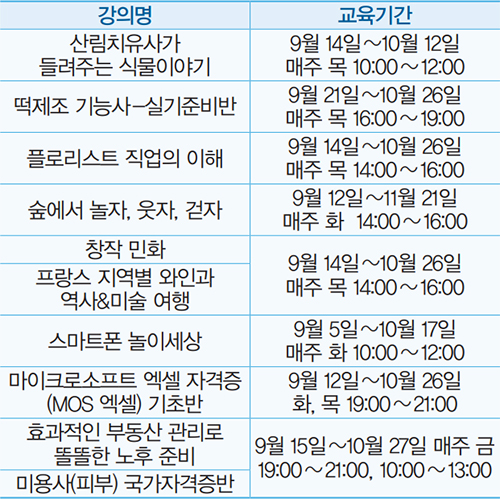 9월 프로그램 안내