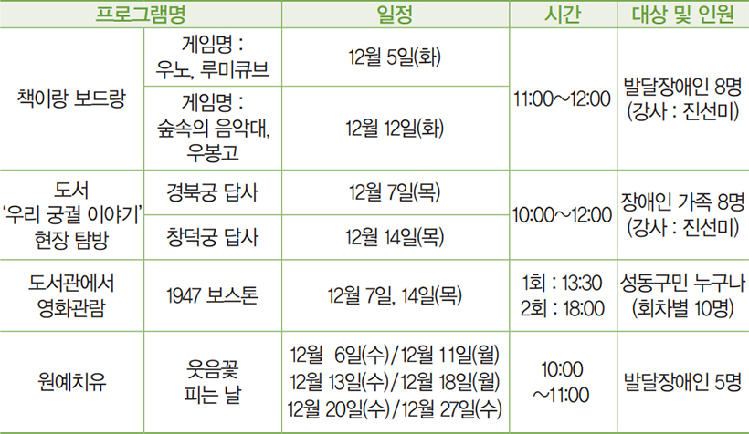 와글와글 도서관 12월 프로그램