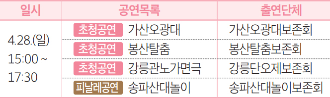 4/28(일) 공연목록