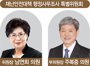 재난안전대책 행정사무조사 특별위원회 위원장 남연희 의원 부위원장 주복중 의원