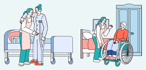 요양보호사 및 장애인활동지원사 일러스트