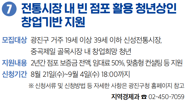 7 전통시장 내 빈 점포 활용 청년상인 창업기반 지원