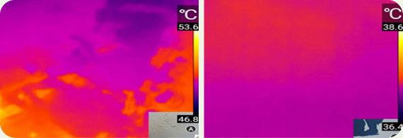 시공 전·후 표면온도(약 15℃ 감소)