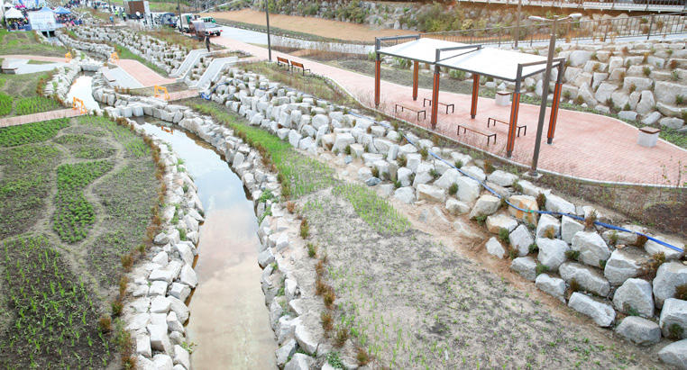 전농천 생태하천 창포정원