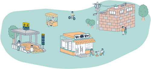 마을여행 일러스트