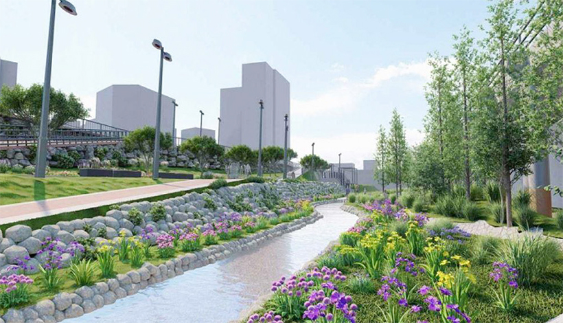 전농천 생태하천 아이리스 정원 조감도