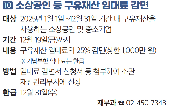 10 소상공인 등 구유재산 임대료 감면