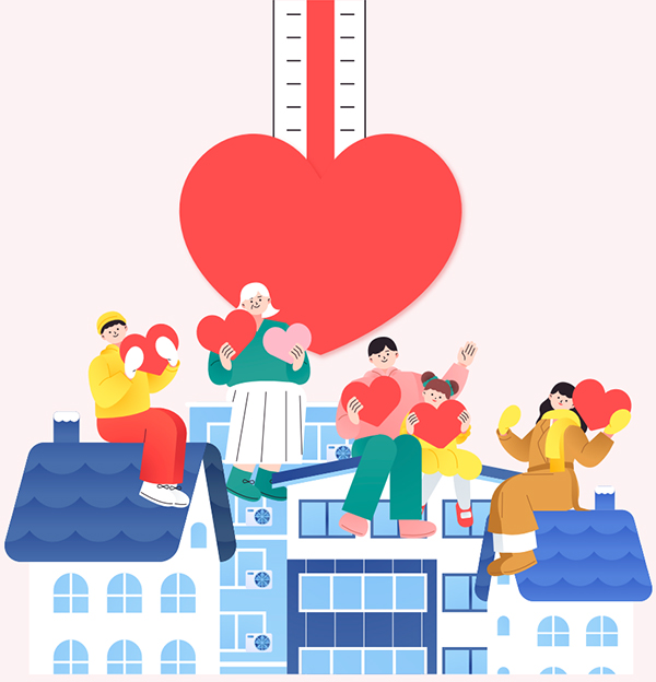 따뜻한 겨울나기 일러스트