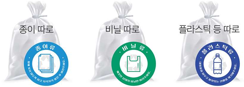 종이 따로 비닐 따로 플라스틱 등 따로