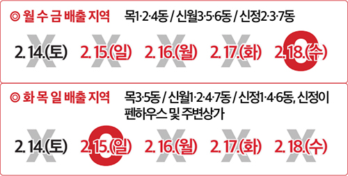 생활폐기물 배출일 안내