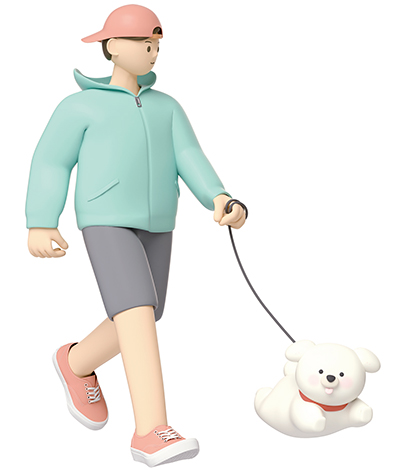 개와 산책 일러스트
