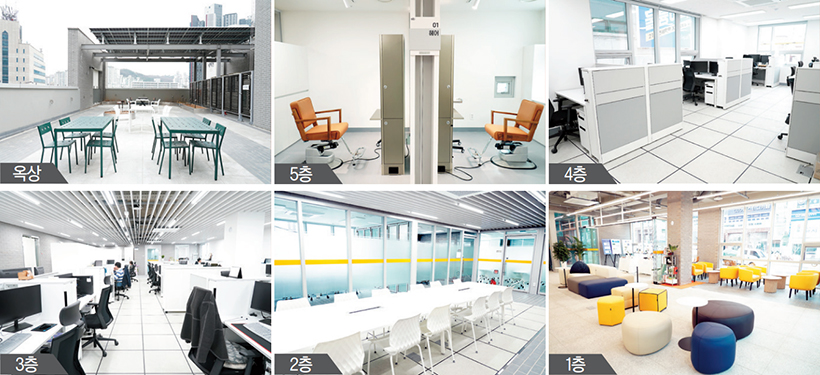 옥상 / 5층 / 4층 / 3층 / 2층 / 1층