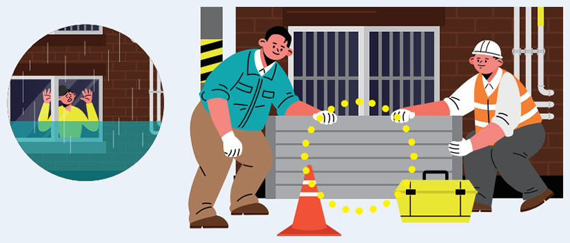 침수방지시설 일러스트