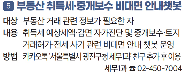 5 부동산 취득세·중개보수 비대면 안내챗봇