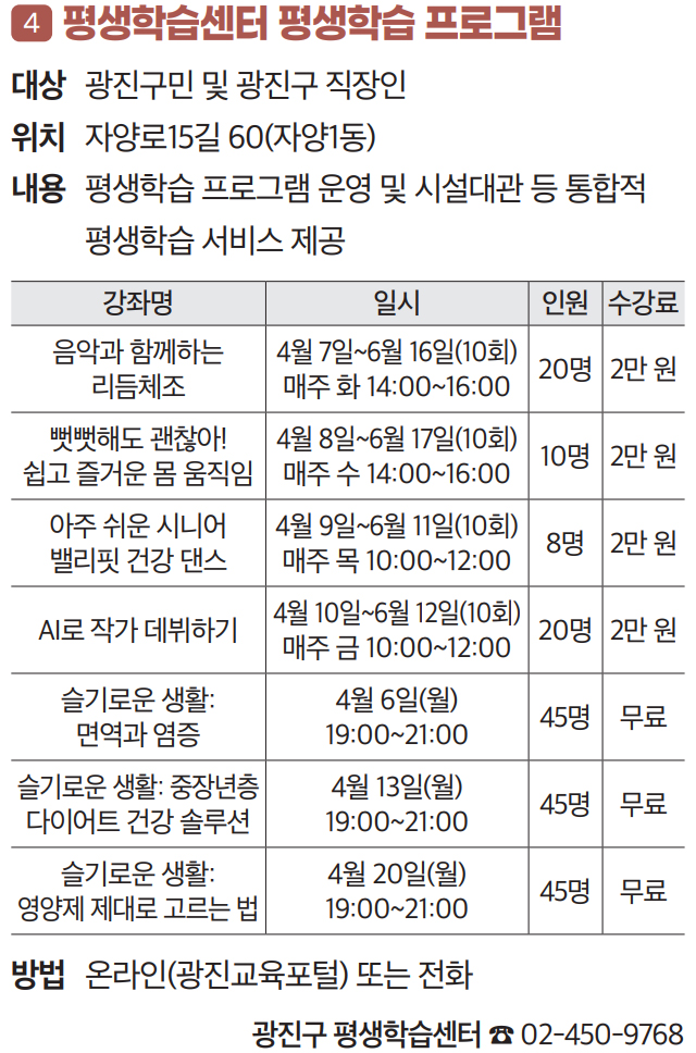 4 평생학습센터 평생학습 프로그램