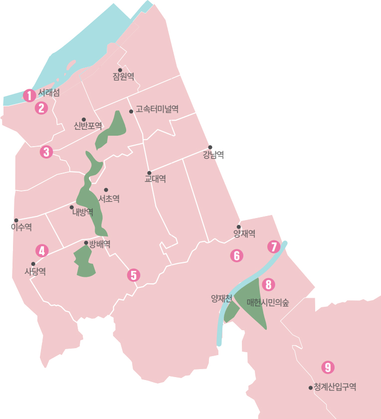 서초구 봄꽃 명소 약도