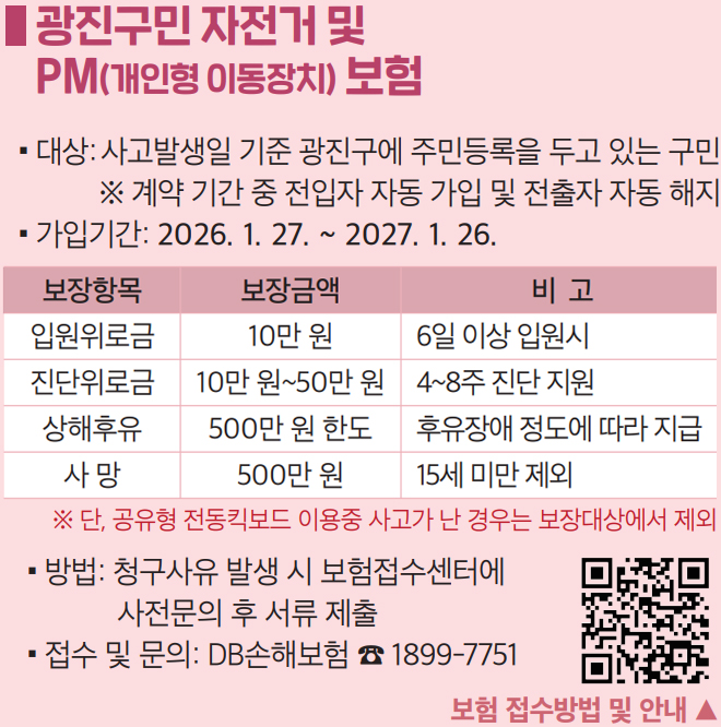 광진구민 자전거 및 PM(개인형 이동장치) 보험