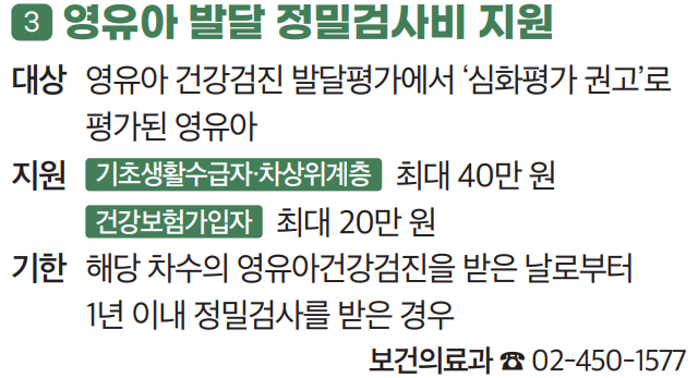 3 영유아 발달 정밀검사비 지원