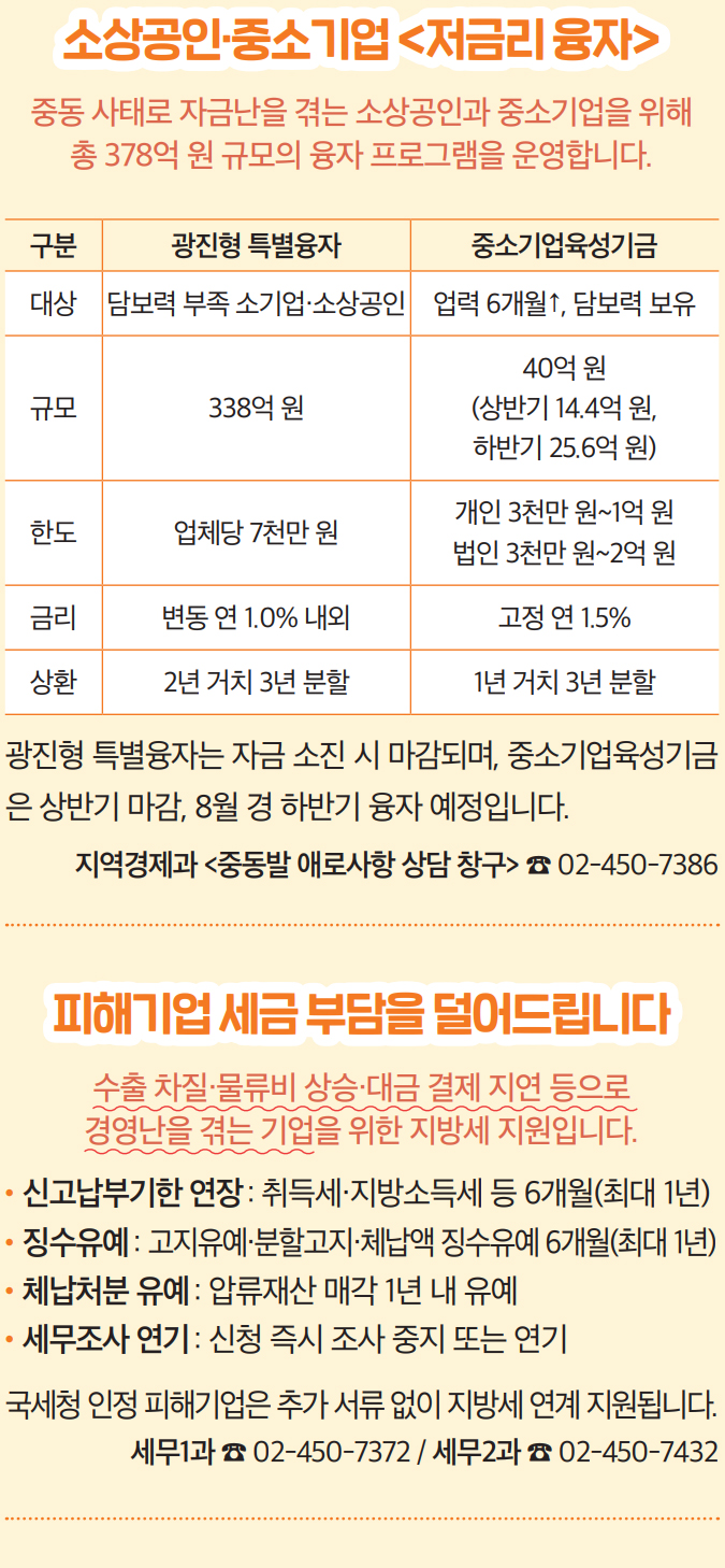 소상공인·중소기업 〈저금리 융자〉 / 피해기업 세금 부담을 덜어드립니다