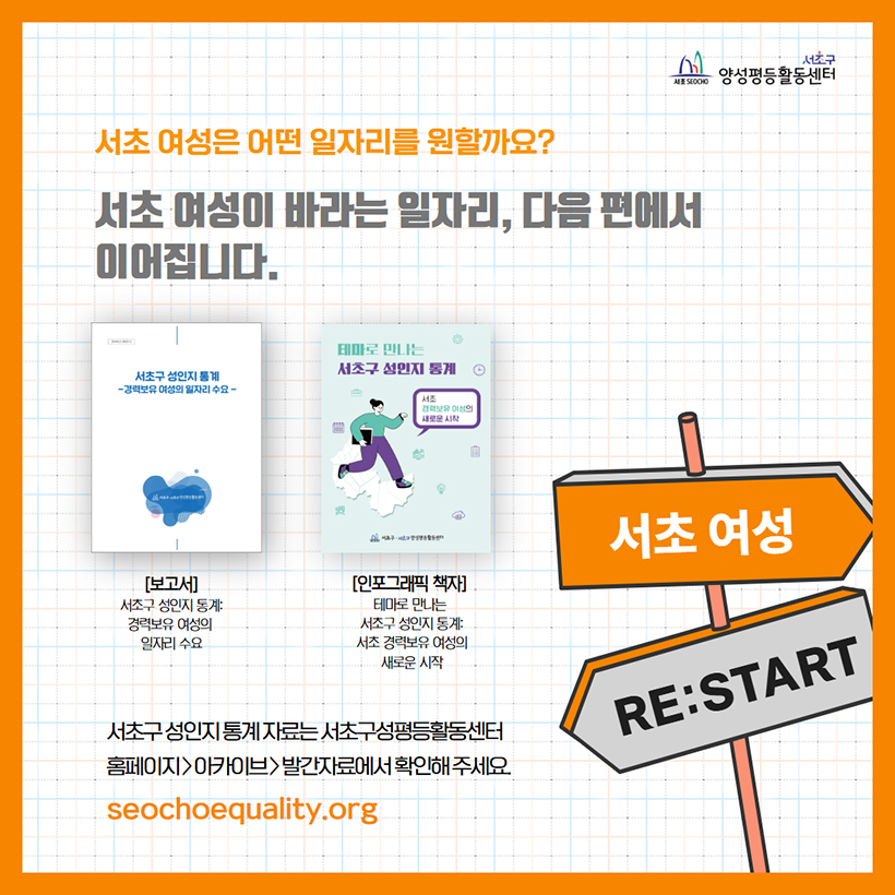 서초 여성은 어떤 일자리를 원할까요? 서초 여성이 바라는 일자리, 다음 편에서 이어집니다.