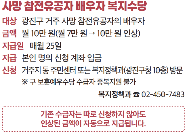 사망 참전유공자 배우자 복지수당