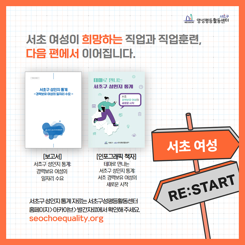 서초 여성이 희망하는 직업과 직업훈련, 다음 편에서 이어집니다. seochoequality.org