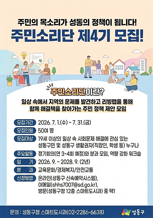 제4기 주민소리단 단원 모집 포스터