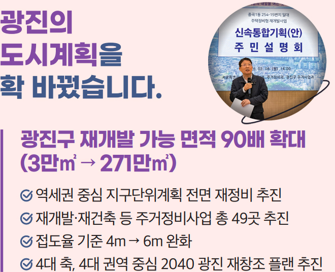 광진의 도시계획을 확 바꿨습니다.