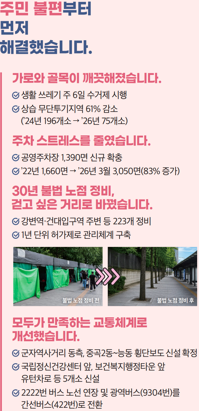 주민 불편부터 먼저 해결했습니다.