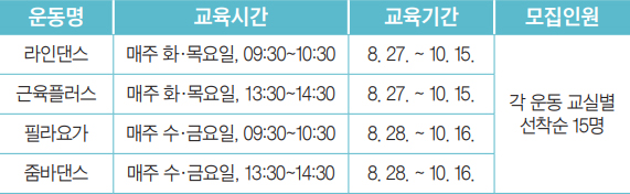 운동프로그램 안내