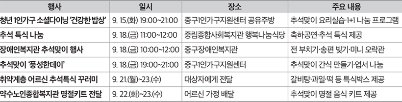 추석맞이 행사 안내