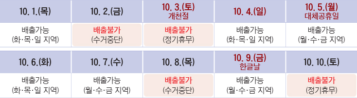쓰레기 배출 및 수거 안내