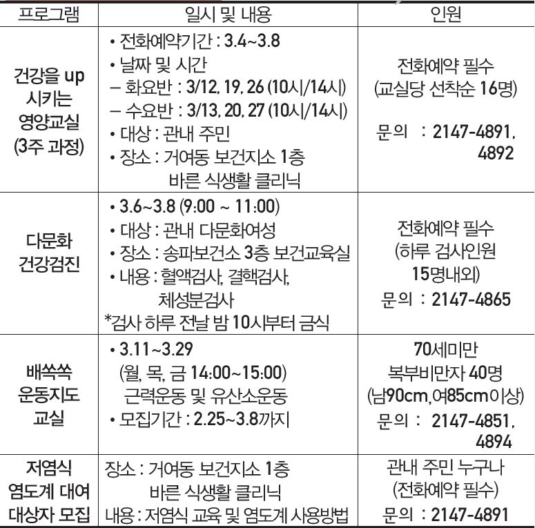 보건지소 거여동 정보마당