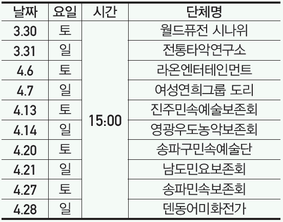 서울놀이마당 공연 일정